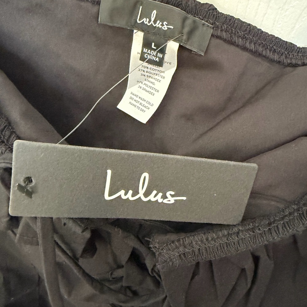 Lulu's Black Ruffle-Front Lace-Up Top - Picture 6 of 6